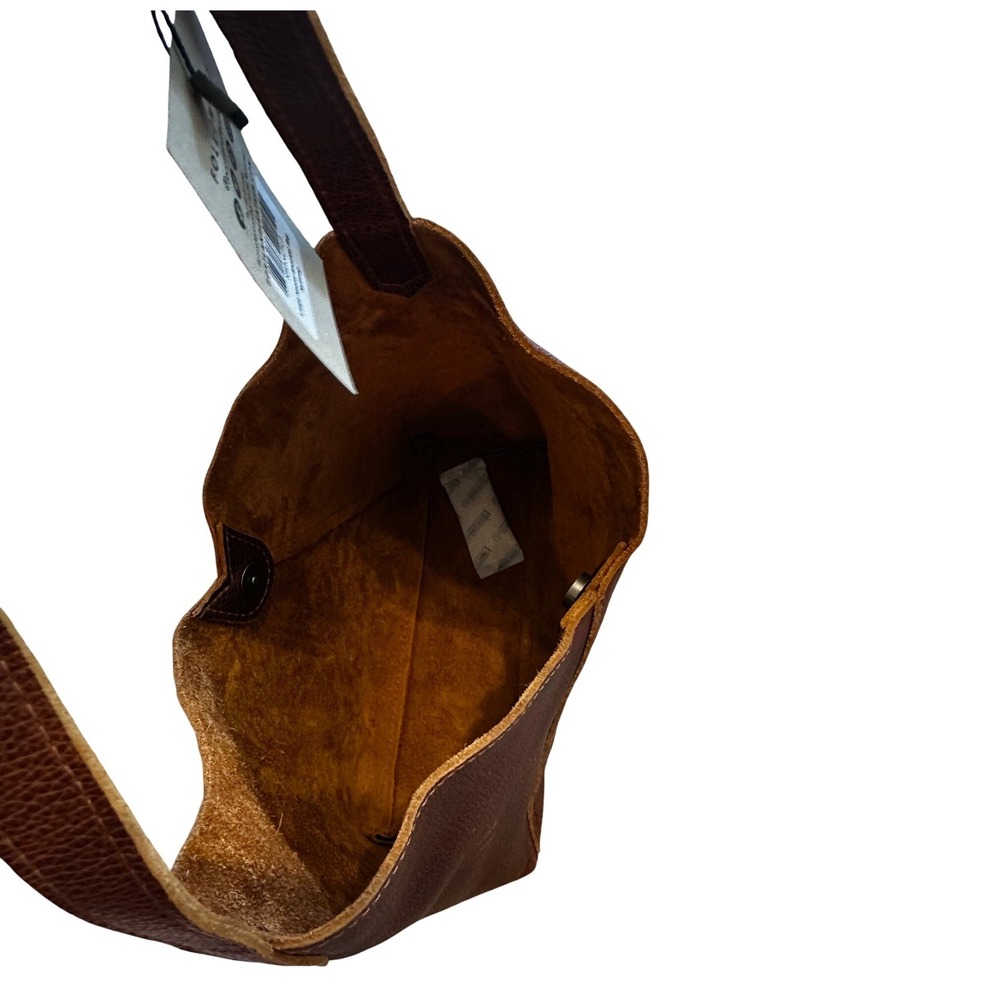 Portland Leather Dark Brown Pebbled Hobo Shoulder Bag - Picture 3 of 4